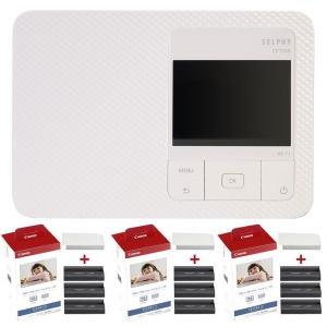 Canon SELPHY CP1500 Compact Photo Printer White + 3x KP-108IN Paper Set 3115B001