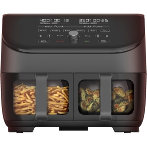 Instant Vortex Plus XL 8-quart Dual Basket Air Fryer Oven, From the Makers of Instant Pot, 2 Independent Frying Baskets, ClearCook Windows, Dishwasher-Safe Baskets
