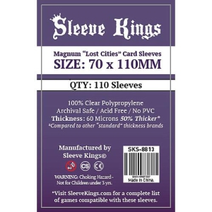 Sleeve Kings Board Game "Magnum Lost Cities" Size Card Sleeves: "Clear" (70mm x 110mm) 110 Sleeves per pack
