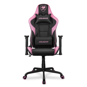Cougar Armor Elite Office Gaming Chair - Ergonomic, High Back Premium Breathable PVC Leather Reclining Backrest Headrest & Lumbar Cushions, Pink