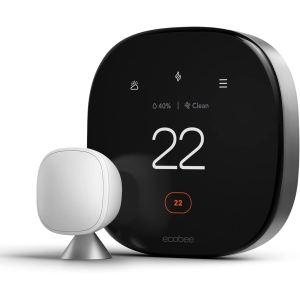 Ecobee Smart Thermostat Premium with Smart Sensor, Siri or Alexa Built in Air Quality Monitor, Black…