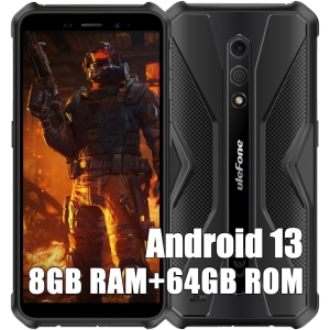 Ulefone Armor X12 Pro Rugged Smartphone Unlocked, MTK Helio G36 4GB+ 4GB Virtual RAM+64GB Android 13 Cell Phone, 13MP+8MP, 5.45" HD+, 4860mAh, Dual SIM 4G NFC GPS OTG FM Black