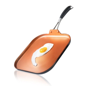 Griddle Pan - 3 Layers Copper Non-Stick Coating Inside, Hard-Anodized Looking Heat Resistant Lacquer Outside