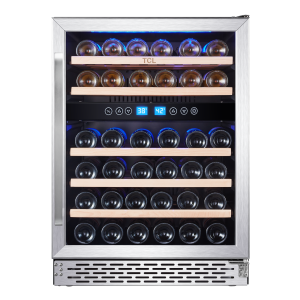 TCL 24” Built-in or Freestanding 46 Bottle Dual Zone Wine Chiller