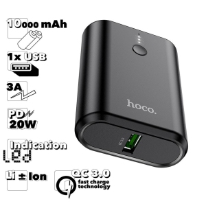 10000 mAh USB-C External Battery Charger Portable Mini Power Bank for iPhone Samsung iPad Tablets, Black