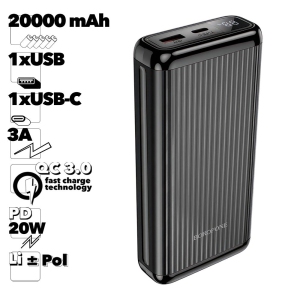 20000 mAh QC3.0 PD 20W USB-C External Battery Charger Portable Power Bank for iPhone Samsung iPad Tablets