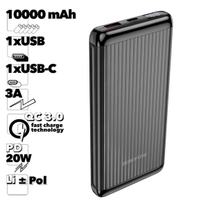 10000 mAh QC3.0 PD 20W USB-C External Battery Charger Portable Power Bank for iPhone Samsung iPad Tablets