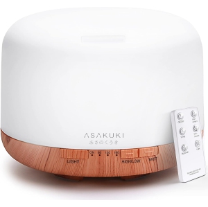 ASAKUKI 500ml Essential Oil Diffuser, 5 in 1 Premium Ultrasonic Aromatherapy Fragrant Oil Vaporizer Humidifier