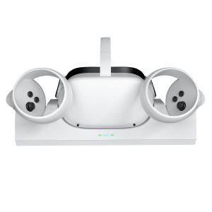 navor VR Charging Dock for Oculus Meta Quest 2 Station, Magnetically Charge Headset and Controller, LED Indicator, 2 Rechargeable Batteries, USB-C Cable