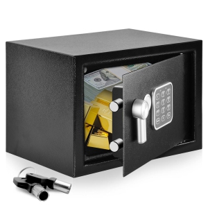 Electronic Home Safe - Digital Locking Safe Box with Mechanical Override, Includes Keys