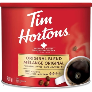 Tim Hortons Original Blend Fine Ground Grind Coffee - Medium Roast, 930g Can (Red)
