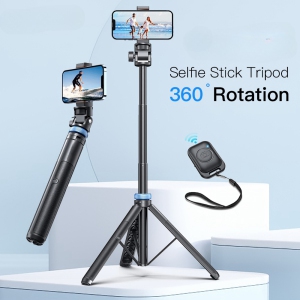 62" iPhone Tripod, Selfie Stick Tripod & Phone Tripod Stand with Remote, Phone Tripod for iPhone, Extendable Tripod Compatible with iPhone 14/13/12 Pro Max/Android/GoPro