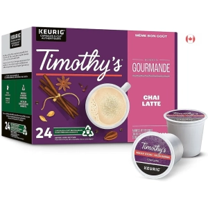 Timothy's Chai Latte K-Cup Coffee Pods - 24 Count | For Keurig Coffee Makers