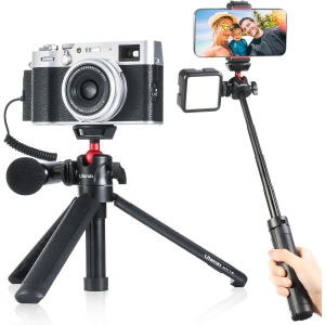 Travel Tripod for iPhone 12 Canon G7X Mark III Sony ZV-1 RX100 VII A6600 Vlogging Live Streaming, MT-16 Camera Tripod Stand Holder, Mini Tabletop Tripod Selfie Stick