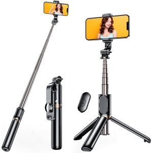 Selfie Stick, 4 in 1 Extendable Bluetooth Selfie Stick Tripod, 360° Rotation Stable Tripod Stand with Detachable Wireless Remote, for GoPro, Small Camera and Smartphones