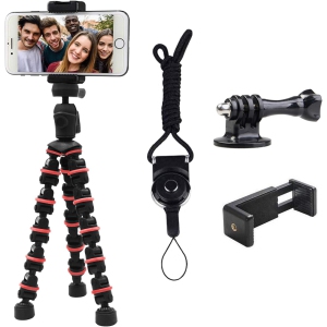 Phone Tripod, Tripod with Wireless Remote Phone Holder as iPhone Tripod, Cell Phone Tripod, Camera Tripod, Travel Tripod,Tabletop Tripod for iPhone Gopro Black red