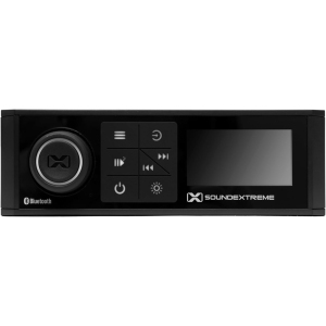 Marine Single-DIN Size Waterproof AM/FM Bluetooth Powersports Stereo 200 Watt Radio with Built-in 4 Zone LED Controller