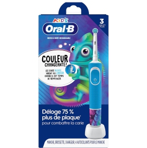 Oral-B Kids Colour Changing Electric Toothbrush, Rechargeable Power  Toothbrush With 1 Sensitive Brush Head, for Kids 3+, White/Blue