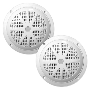 Dual 5.25'' Waterproof Marine Speakers, 2-Way Full Range Stereo Sound, 100 Watt, White