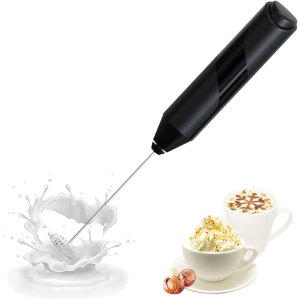Milk Frother Handheld, Battery Operated 304 Stainless Steel Head Mini Electric Foam Maker Drink Mixer Egg Beater for Latte,Cappuccinos, Hot Chocolate Black