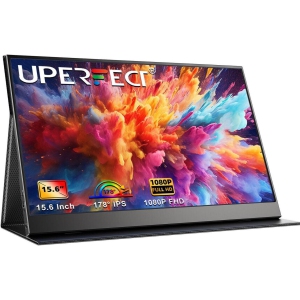 UPERFECT Travel Monitor Ultraslim & Lightweight, Portable Monitor 15.6inch FHD 1080P IPS Display w/Smart Cover & Speakers, External Monitor for Laptop PC Phone Mac Xbox