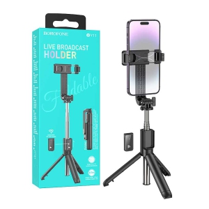 BOROFONE BY11 Bluetooth Remote Control Selfie Stick With Tripod Desktop Stand Self-Timer Portable Stretchable Holder Anti-Shake Stabilizer