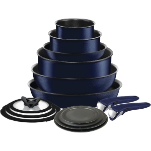 T-fal Ingenio Nonstick Cookware Set 14 Piece Induction Oven Broiler Safe 500F Cookware, Pots and Pans, Oven, Broil, Dishwasher Safe, Cobalt Blue
