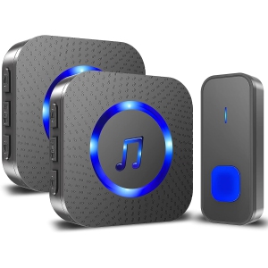 Wireless Doorbell Battery Operated Button 2 Plugin Receivers 1300ft Remote Range Waterproof Door Bell Kits with 55 Chimes 5 Volume Level Flash LED Doorbells for Home