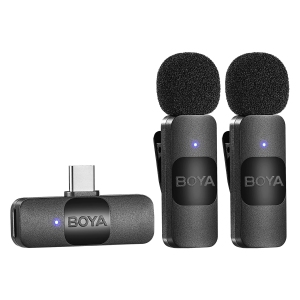 Dual Wireless Lavalier Lapel Microphone for Android Smartphone Laptop - Mini Omnidirectional USB C Condenser Video Recording Mic for Interview Podcast Vlog YouTube Live Stream