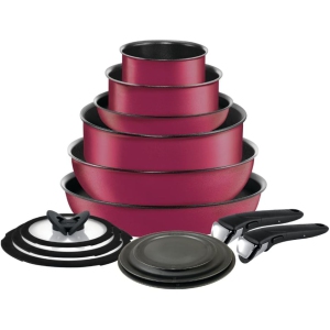 T-fal Ingenio Nonstick Cookware Set 14 Piece Induction Oven Broiler Safe 500F Cookware, Pots and Pans, Oven, Broil, Dishwasher Safe, Pink