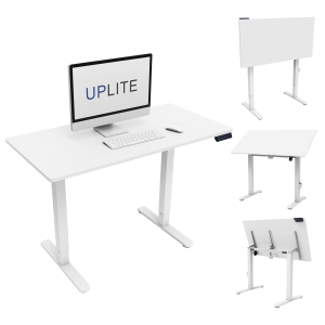 Uplite Mobile Electric 48x24 inch Height Adjustable Standing Desk with Tilting Board, with Dry Erase Top Whiteboard and Rolling Casters, Drafting Tabletop