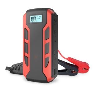 Alpha Digital Portable Car Jump Starter, 800A Peak 10,000mAh (6.0L Gas/ 3.0L Diesel), Power Bank, LED Flashlight – Black/Red