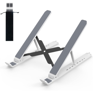 Adjustable Laptop Stand Riser ABS+Silicone Foldable Portable Laptop Holder, Ventilated Cooling Notebook Stand for MacBook Pro Air, Lenovo, Dell, HP, 10-15.6” Laptop, White