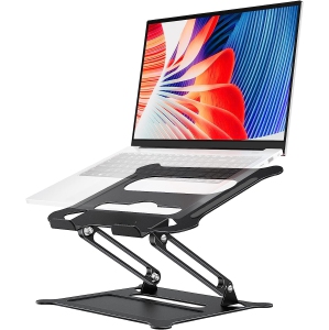 Laptop Notebook Stand Holder, Ergonomic Adjustable Ultrabook Stand Riser Portable Compatible with MacBook Air Pro, Dell, HP, Lenovo Light Weight Aluminum Up to 15.6" Black