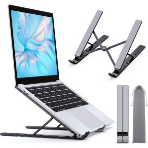 Laptop Stand for Desk, Aluminum 5-Levels Adjustable Portable Computer Stand Laptop Cooling Pad, Laptop Riser Compatible with MacBook Pro Air, Notebook, Lenovo, Dell, 10-15.6”