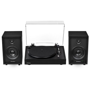 Electrohome Montrose Record Player Stereo System with 4" Bluetooth Powered Bookshelf Speakers, Vinyl-to-MP3 Recording