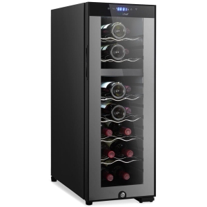 Wine Chilling Refrigerator Cellar - Dual-Zone Wine Cooler/Chiller, Digital Touch Button Control with Air Tight Seal, Placement for Standing Bottles (18 Bottle Storage Capacity)