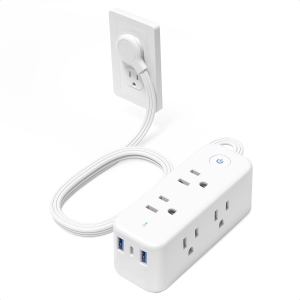 Ultra-Thin Flat Plug Power Bar USB C, Flat Extension Cord Indoor 10ft Surge Protector, 6 Multi Plug Outlets 3 USB Ports for Home Office Supplies