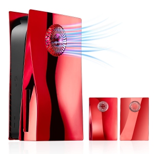 Electroplating Red Vent Heat PS5 Console Cover Hard Shockproof PS5 Console Skin Case ABS Anti-Scratch Dustproof for PS5 Console Disc Edition