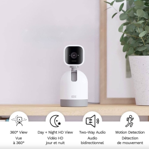 Tilt Camera | Rotating indoor plug-in smart security camera, HD video, motion detection,two-way audio, Works with Alexa (White)
