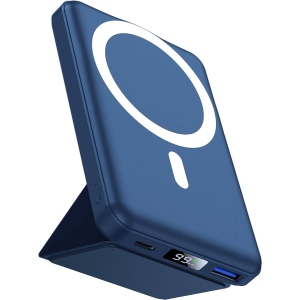 Magnetic Wireless Portable Charger, Power Bank 22.5W PD, Foldable 10000mAh Battery Pack with LED Display, Fast Charging for iPhone 14/13/12/Pro/Mini/Pro Max Blue