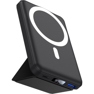 Magnetic Wireless Portable Charger, Power Bank 22.5W PD, Foldable 10000mAh Battery Pack with LED Display, Fast Charging for iPhone 14/13/12/Pro/Mini/Pro Max Black