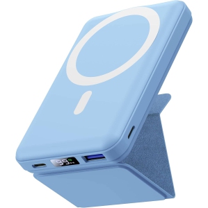 Magnetic Wireless Portable Charger, Power Bank 22.5W PD, Foldable 10000mAh Battery Pack with LED Display, Fast Charging for iPhone 14/13/12/Pro/Mini/Pro Max Baby Blue