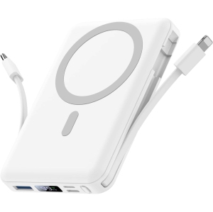 Magnetic Wireless Power Bank ,10000mAh Portable Charger 22.5W PD Fast Charging with LED Display, Magnetic Battery Pack for iPhone 15/14/13/12/Pro/Mini/Pro Max White