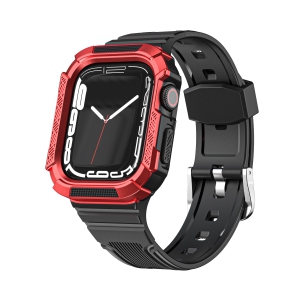 WFG TPU Band with inbuilt Protective Bumper Case for Apple Watch - 40/41mm - Black/Red