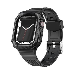 WFG TPU Band with inbuilt Protective Bumper Case for Apple Watch - 44/45mm - Black