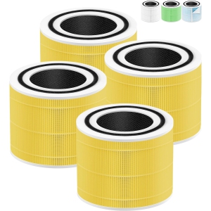Core 300 Pet Allergy Filter Compatible with LEVOIT Air Purifier Filter Core 300-RF-PA, Core 300 300S P350 Air Purifier with Core 300-RF P350-RF 300-RF-TX 300-RF-SR, Yellow 4-Pack