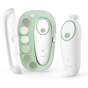 Momcozy Baby Nail File Electric, Gentle Baby Nail Trimmer Electric Rechargable, Baby Nail Clipper Electric, 7 Grinding Head Replacement Pads