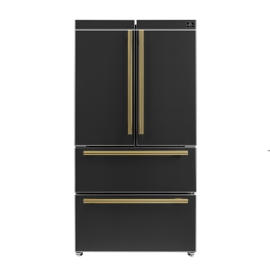 Forno Espresso Moena 36-inch French Door Refrigerator in Black, 19.2 cu.ft with Ice Maker