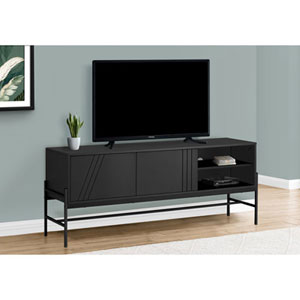 Monarch 60" TV Stand with Storage Cabinet - Black